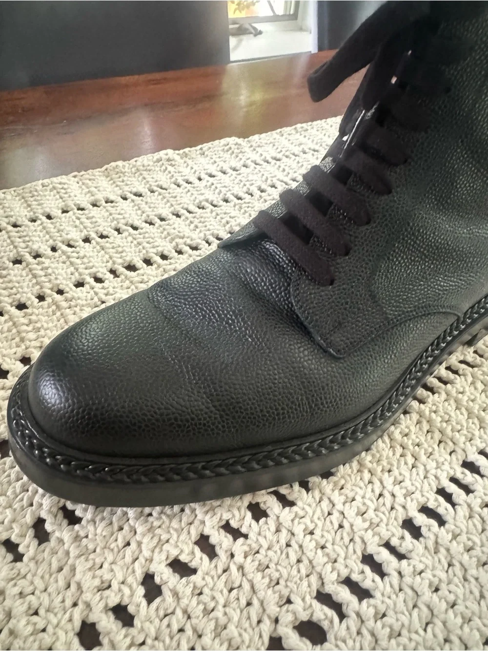 Gucci Black Leather Lace-Up Men's Ankle Boots